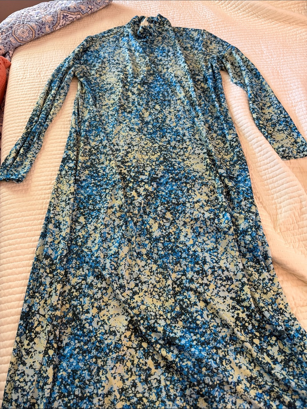 Tuckernuck Blue Speckled Long Sleeve Maxi Dress